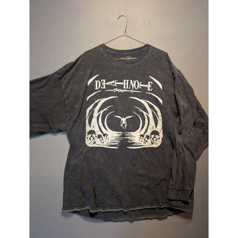 Shonen Jump Death Note Shirt Mens 2X Black Skull Spellout Graphic Long Sleeve